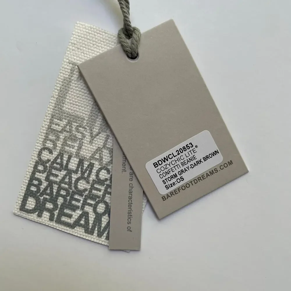 Barefoot Dreams Confetti Beanie Storm Gray Dark Brown Cozychic Lite NEW